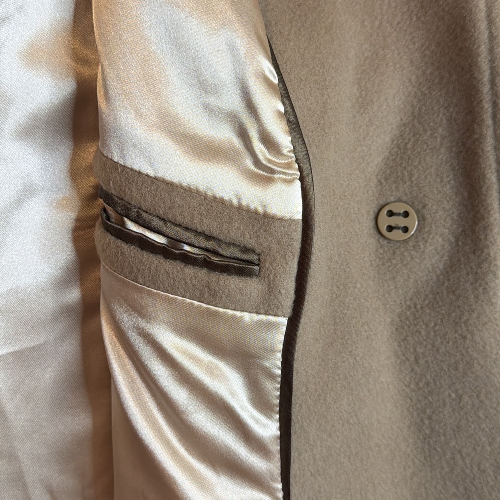 Calvin Klein Women's Camel Mid-Length Wool Blend Lined Overcoat Pockets Sz 8 - Picture 12 of 14